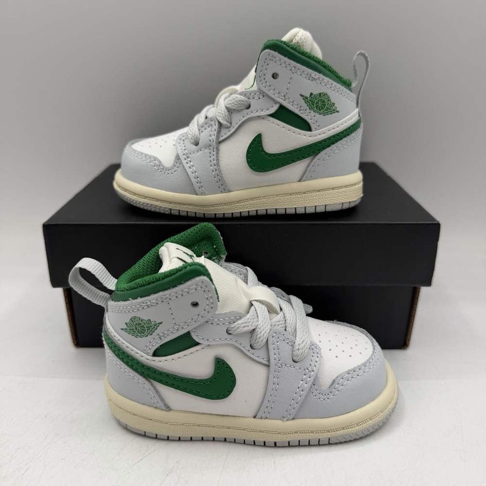 Air Jordan 1 Mid Shoes Toddler Sz 3 C Summit White/Pine Green Sneaker DQ8425-142